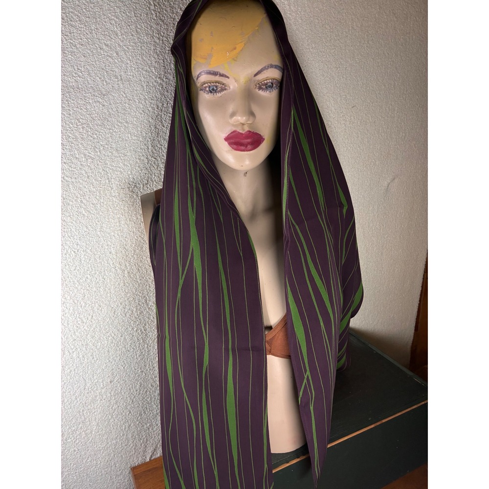 Unbranded Scarf Womens OS Purple Green Excellent Abstract Stripe Lightweight